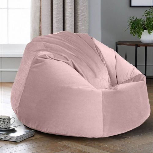 Niklas | Velvet Bean Bag Chair, Medium, Light Pink, In House