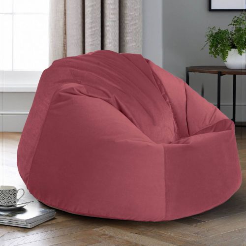 Niklas | Velvet Bean Bag Chair, Medium, Dark Pink, In House