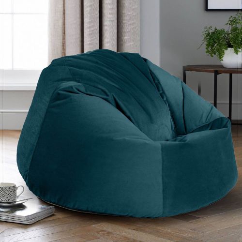 Niklas | Velvet Bean Bag Chair, Medium, Dark Turquoise, In House