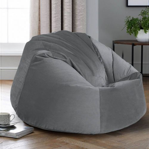 Niklas | Velvet Bean Bag Chair, Small, Gray, In House