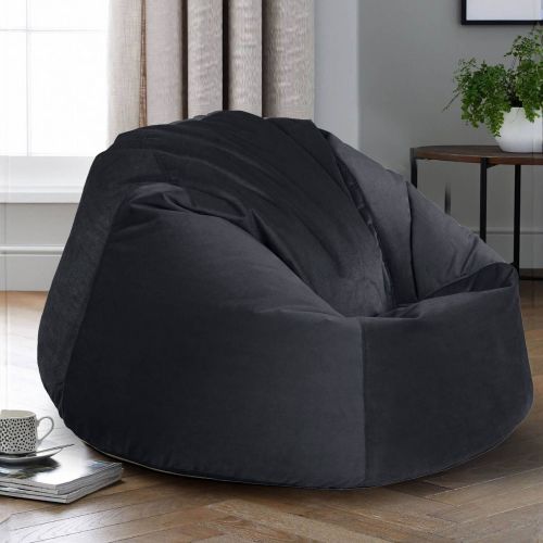 Niklas | Velvet Bean Bag Chair, Large, Dark Gray, In House