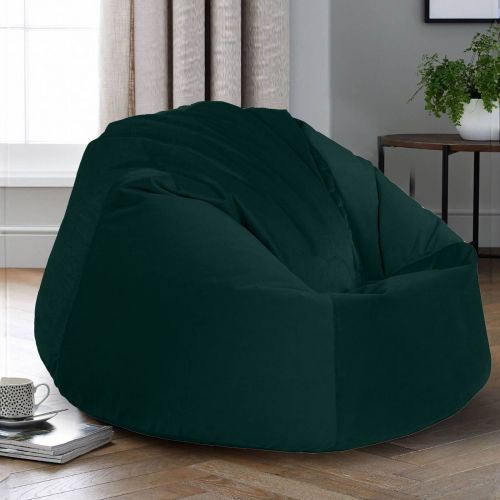 Niklas | Velvet Bean Bag Chair, Small, Dark Green, In House