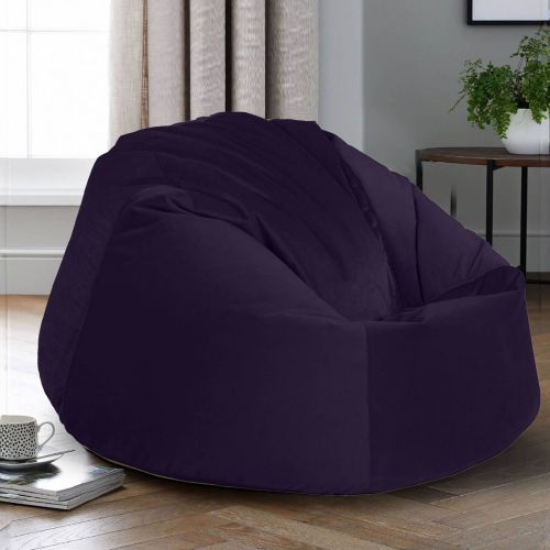 Niklas | Velvet Bean Bag Chair, Large, Dark Purple, In House