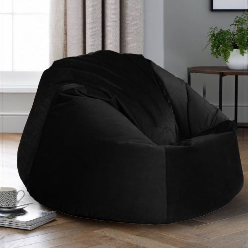 Niklas | Velvet Bean Bag Chair, Large, Black, In House