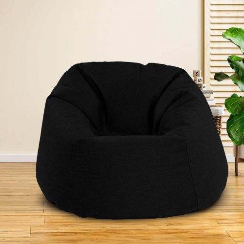 Solly | Linen Bean Bag Chair, Medium, Black, In House