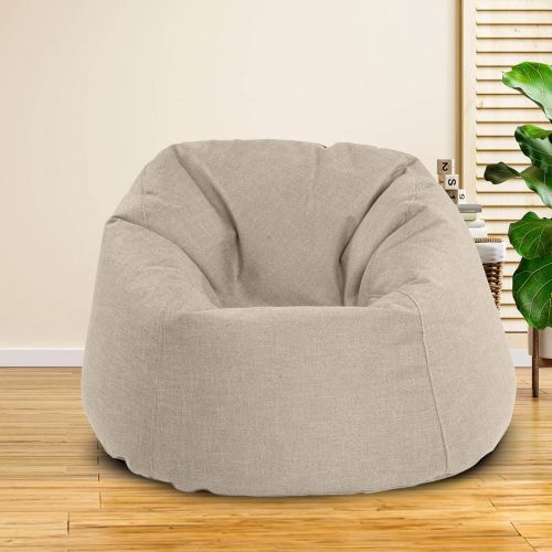 Solly | Linen Bean Bag Chair, Large, Light Beige, In House