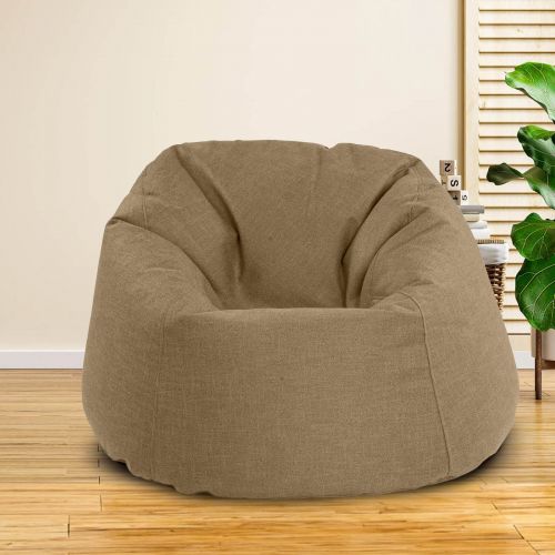 Solly | Linen Bean Bag Chair, Medium, Beige, In House