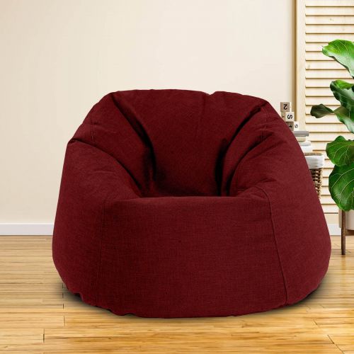Solly | Linen Bean Bag Chair, Medium, Burgundy, In House