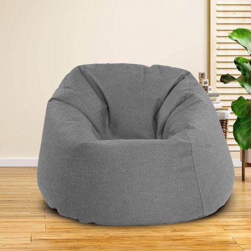 Solly | Linen Bean Bag Chair, Medium, Light Gray, In House