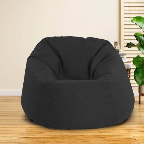 Solly | Linen Bean Bag Chair, Medium, Dark Gray, In House