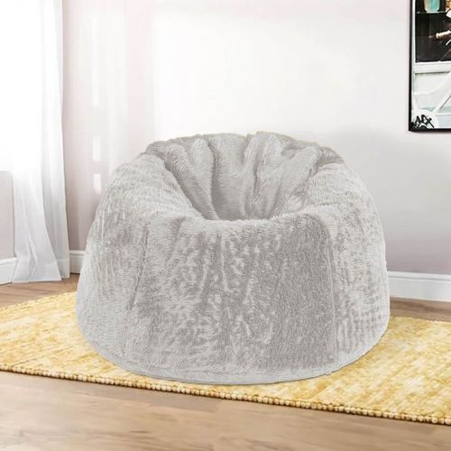 Kempes | Fur Bean Bag Chair, Large, Ivory, In House