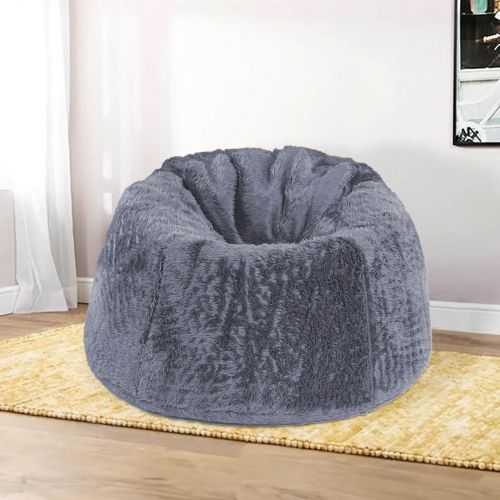 Kempes | Fur Bean Bag Chair, Large, Grey, In House
