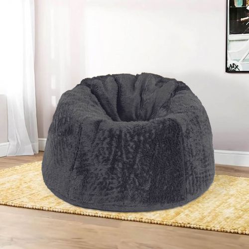 Kempes | Fur Bean Bag Chair, Large, Dark Grey, In House