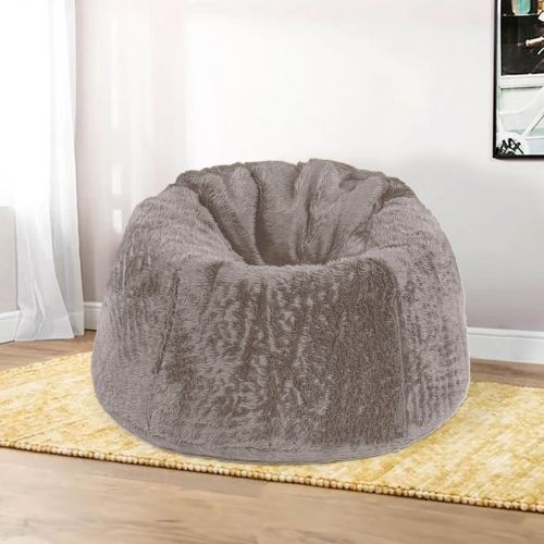 Kempes | Fur Bean Bag Chair, Large, Beige, In House