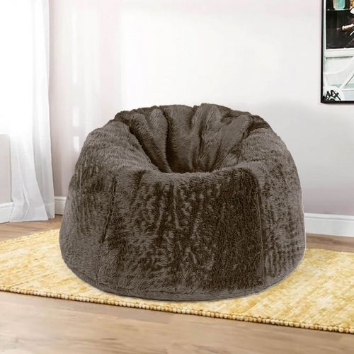 Kempes | Fur Bean Bag Chair, Large, Brown, In House