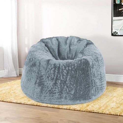 Kempes | Fur Bean Bag Chair, Medium, Light Turquoise, In House