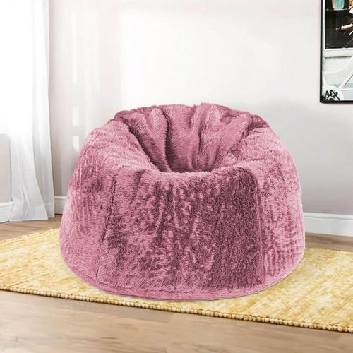 Kempes | Fur Bean Bag Chair, Medium, Pink, In House