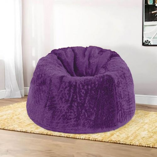 Kempes | Fur Bean Bag Chair, Large, Purple, In House