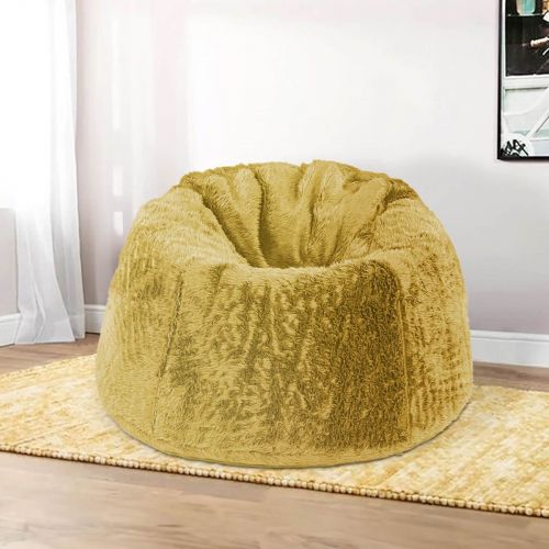Kempes | Fur Bean Bag Chair, Medium, Gold, In House