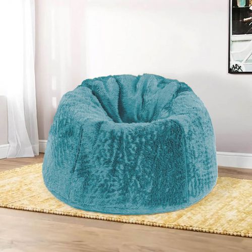 Kempes | Fur Bean Bag Chair, Medium, Turquoise, In House