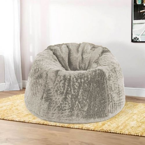 Kempes | Fur Bean Bag Chair, Small, Light Beige, In House