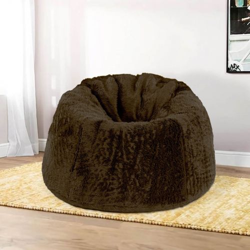 Kempes | Fur Bean Bag Chair, Medium, Dark Brown, In House