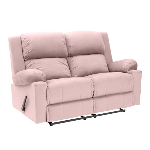 Velvet Double Classic Recliner Chair, Light Pink, AB02, In House