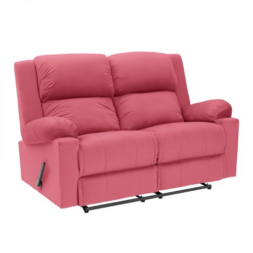 Velvet Double Classic Recliner Chair, Dark Pink, AB02, In House