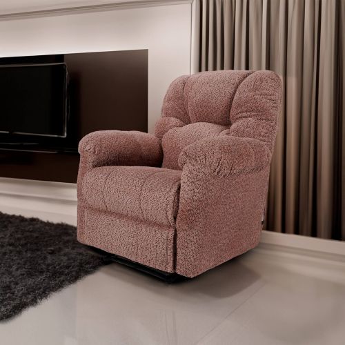 Bouclé Rocking Recliner Chair, Dark Pink, American polo