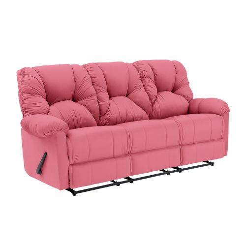 Velvet Triple Classic Recliner Chair, Dark Pink, American Polo