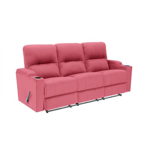 Velvet Triple Classic Cinematic Recliner Chair, Dark Pink, AB08, In House