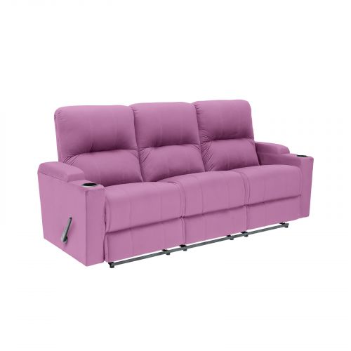 Velvet Triple Classic Cinematic Recliner Chair, Light Purple, AB08, In House