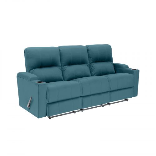 Velvet Triple Classic Cinematic Recliner Chair, Dark Turquoise, AB08, In House