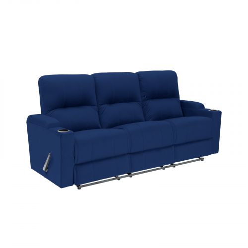 Velvet Triple Classic Cinematic Recliner Chair, Dark Blue, AB08, In House