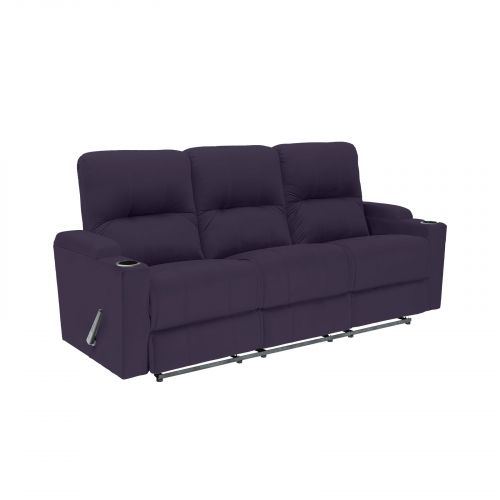 Velvet Triple Classic Cinematic Recliner Chair, Dark Purple, AB08, In House