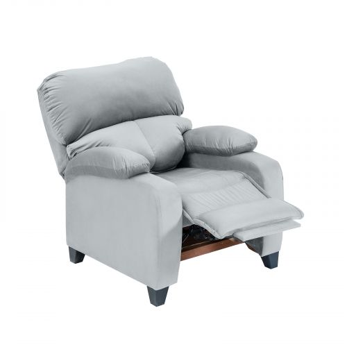 Velvet Classic Recliner Chair, Gray, NZ71, In House