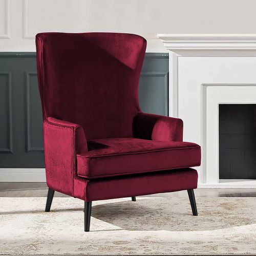 Velvet Royal Chair with Wingback and Arms, Dark Blue, E7, In House