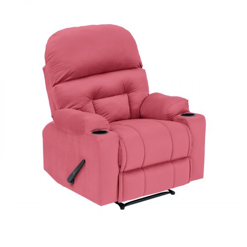 Velvet Rocking & Rotating Cinematic Recliner Chair, Dark Pink, NZ80, In House