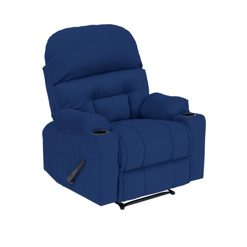 Velvet Rocking Cinematic Recliner Chair, Dark Blue, NZ80, In House
