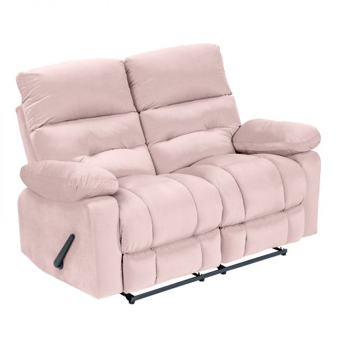 Velvet Double Classic Recliner Chair, Light Pink, NZ60, In House