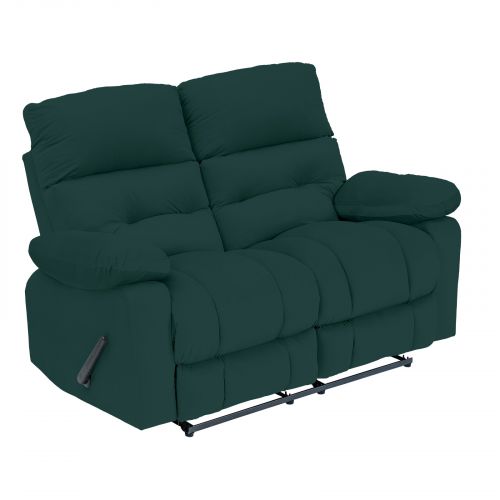 كرسي استرخاء مزدوج ثابت منجد بالمخمل, أخضر غامق, NZ60, إن هاوس
