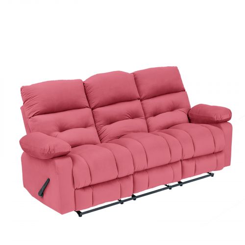 Velvet Triple Classic Recliner Chair, Dark Pink, NZ60, In House