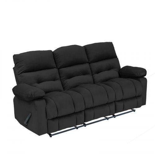 Velvet Triple Classic Recliner Chair, Black, NZ60, In House