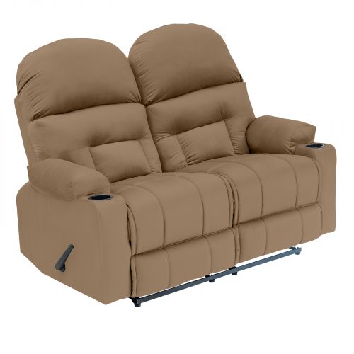 Velvet Double Classic Cinematic Recliner Chair, Light Brown, NZ80, In House