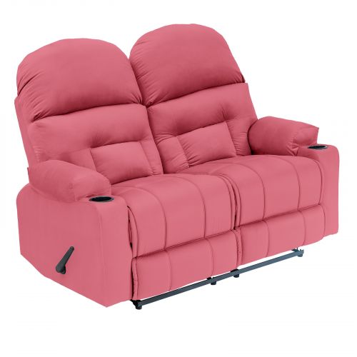 Velvet Double Classic Cinematic Recliner Chair, Dark Pink, NZ80, In House