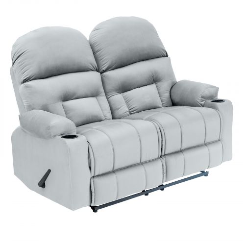 Velvet Double Classic Cinematic Recliner Chair, Gray, NZ80, In House