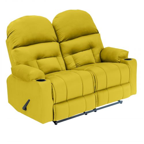 Velvet Double Classic Cinematic Recliner Chair, Gold, NZ80, In House