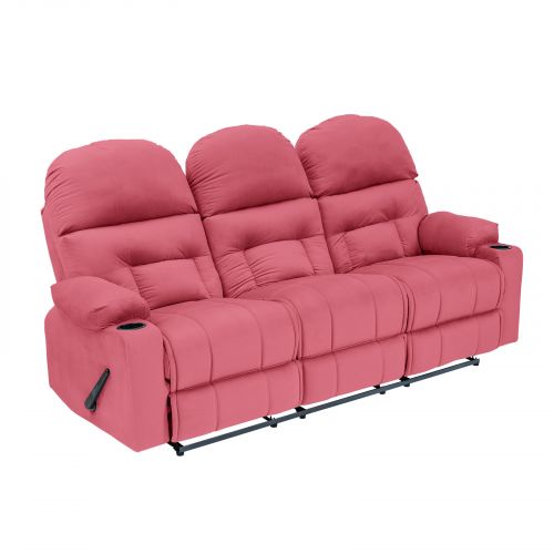Velvet Triple Classic Cinematic Recliner Chair, Dark Pink, NZ80, In House