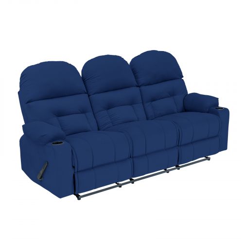 Velvet Triple Classic Cinematic Recliner Chair, Dark Blue, NZ80, In House