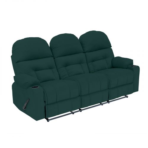Velvet Triple Classic Cinematic Recliner Chair, Dark Green, NZ80, In House